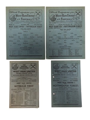 Lot 138 - West Ham v Nottingham Forest 16th March 1946 Football League South, 30th November 1946, 30th August 1947, 30th April 1949, all Football League Division II (4)