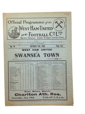 Lot 163 - West Ham v Swansea Town October 12th 1935 Football League Division II