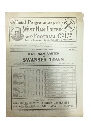 Lot 164 - West Ham v Swansea Town November 28th 1936 Football League Division II