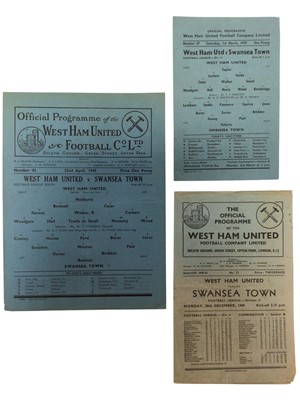 Lot 167 - West Ham v Swansea Town 22nd April 1946 Football League South, 1st March 1947, 26th December 1949, both Football League Division 2 (3)