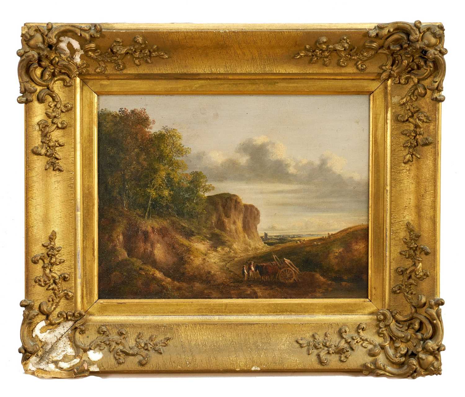 Lot 1176 - Rev. J. H. Browne (1767-1843) oil on board, Sandpit near Norwich, 25cm x 33cm, gilt frame