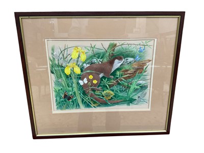 Lot 892 - M J Pledger watercolour - wildlife scene