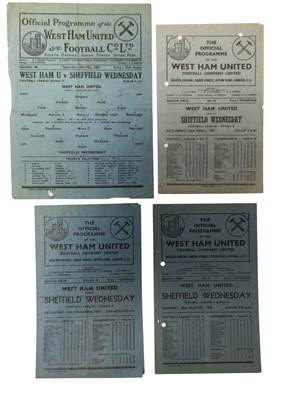 Lot 182 - West Ham v Sheffield Wednesday 3rd May 1947, 27th December 1947, 30th August 1948, 29th April 1950, all Football League Division II (4)