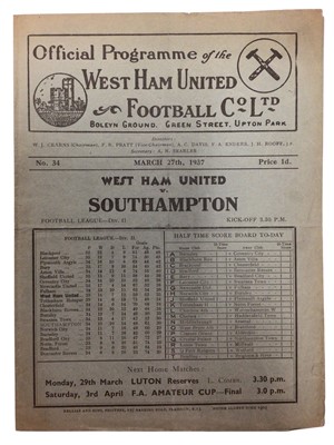 Lot 185 - West Ham v Southampton March 27th 1937 Football League Division II