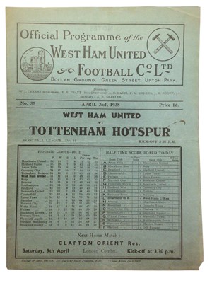 Lot 194 - West Ham v Tottenham Hotspur April 2nd 1938 Football League Division II