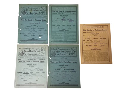 Lot 197 - West Ham v Tottenham Hotspur 4th November 1939 Football League Regional Competition, 14th March 1942 London War League, 19th September 1942, 18th September 1943, 2nd December 1944, all Football...