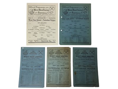 Lot West Ham v Tottenham Hotspur 10th February 1945 Football League Cup South, 19th October 1946, 8th September 1947, 25th September 1948, 5th November 1949, all Football League Division II (5)