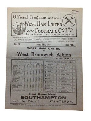 Lot 200 - West Ham v West Bromwich Albion January 28th 1933 FA Cup 4th Round