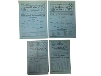 Lot 202 - West Ham v West Bromwich Albion 20th April 1946 Football League South, 15th March 1947, 13th March 1948, 4th September 1948, all Football League Division II (4)