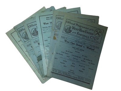 Lot 203 - West Ham v Watford 14th April 1941 South Regional League, 24th October 1942, 6th March 1943, 19th February 1944, Football League Cup South, 25th November 1939 Football League Regional Competitio...