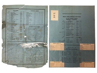 Lot 203 - West Ham v Watford 14th April 1941 South Regional League, 24th October 1942, 6th March 1943, 19th February 1944, Football League Cup South, 25th November 1939 Football League Regional Competitio...