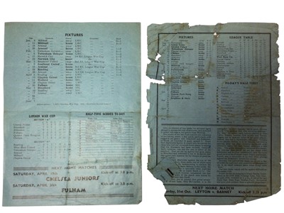 Lot 203 - West Ham v Watford 14th April 1941 South Regional League, 24th October 1942, 6th March 1943, 19th February 1944, Football League Cup South, 25th November 1939 Football League Regional Competitio...