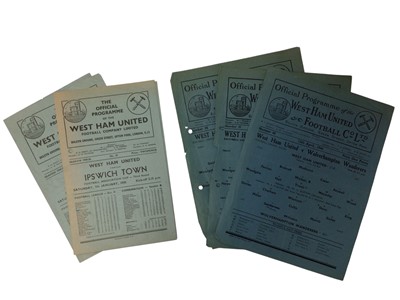 Lot 204 - West Ham v Everton 28th January 1950 FA Cup Fourth Round. West Ham v Ipswich Town 7th January 1950 FA Cup Third Round. West Ham v Newport County 23rd March 1946, 8th February 1947 & West Ham...