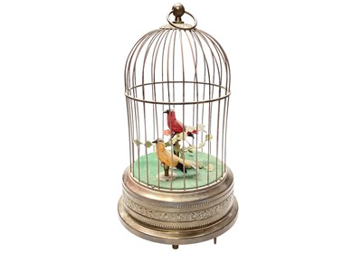 Lot 2469 - Singing bird automaton in cage