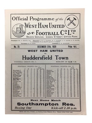 Lot 229 - West Ham v Huddersfield Town February 1st 1932 Football League Division I - Ex binder