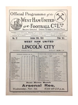 Lot 231 - West Ham v Lincoln City October 28th 1933 Football League Division II - Ex binder
