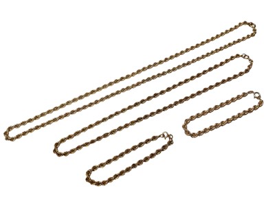 Lot 115 - Four Italian 9ct gold rope twist chains to include two necklaces and two bracelets