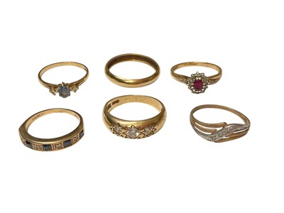 Lot 117 - Six 9ct gold dress rings