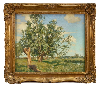 Lot 1014 - Reginald St. Clair Marston (1886 - 1943) oil on canvas - The River Stour at Dedham, signed, 52cm x 62cm, in glazed gilt frame