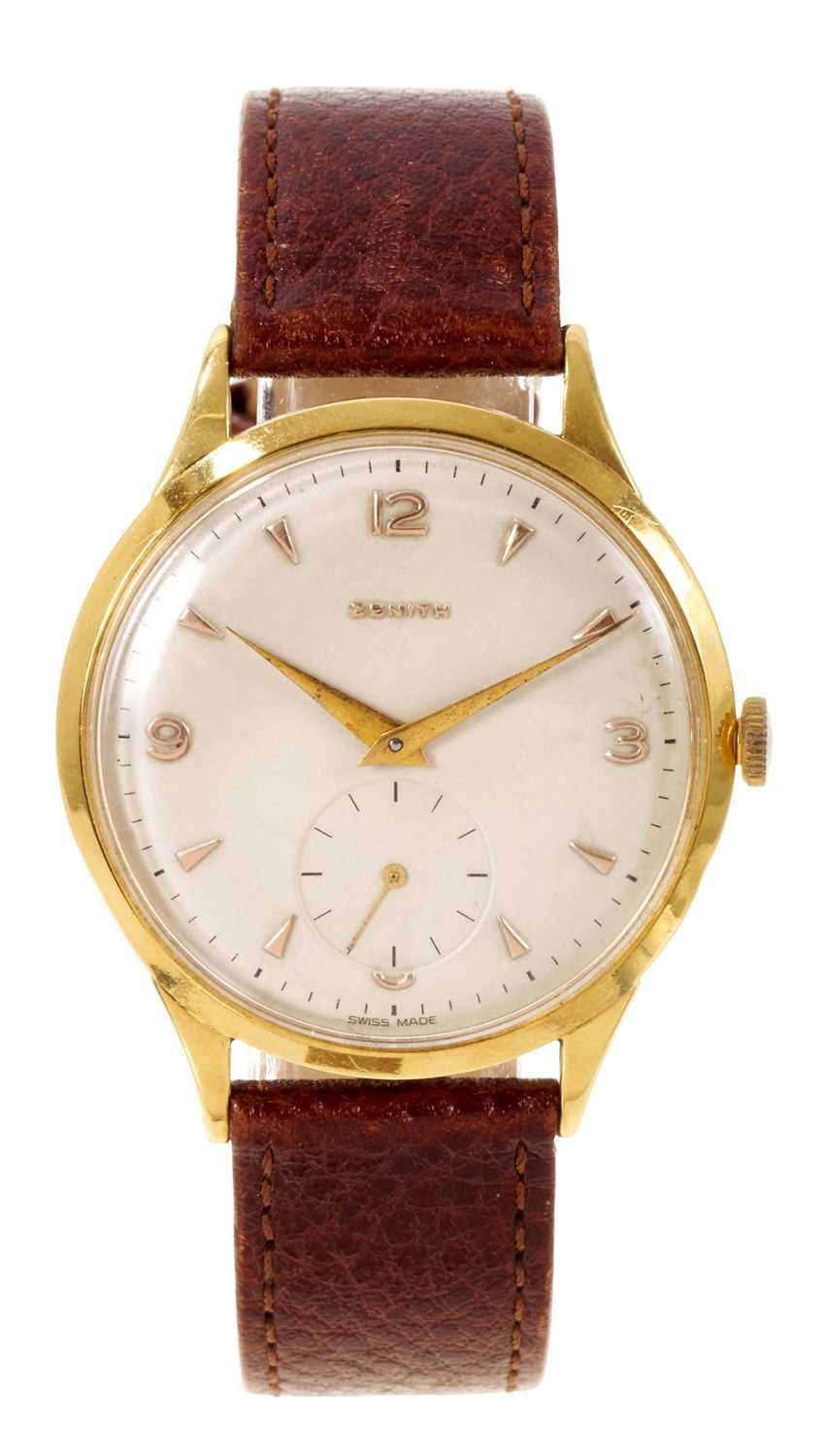 Lot 775 - Scarce 1950s Zenith 18ct gold Chronometer calibre 126 wristwatch