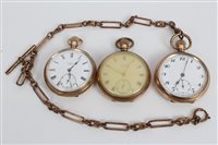 Lot 3277 - Three gold plated pocket Watcheses and a gold...