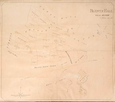 Lot 843 - Early 19th century hand drawn Estate Map for Blunts Hall, Witham