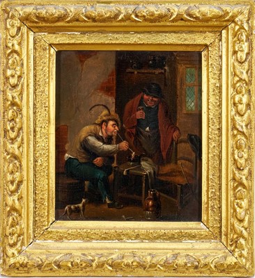 Lot 1004 - Continental School, late 18th / early 19th century, oil on panel - Tavern Scene, 15cm x 12.5cm, in gilt frame