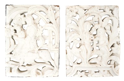 Lot 733 - Pair of Russian pierced ceramic panels