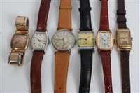 Lot 3279 - Group of six 1930s - 1950s wristWatcheses - to...