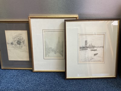 Lot 895 - Helen Mckie pencil sketch - East Front, Hampton Court, together with two further works on paper of London scenes. (3)