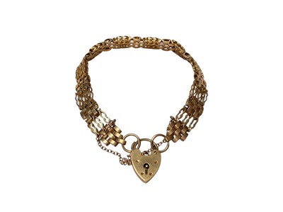Lot 2 - 1960s 9ct gold gate bracelet with padlock clasp