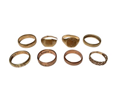 Lot 7 - Eight 9ct gold rings