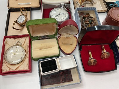 Lot 1025 - Vintage rosary beads, vintage watches, various cufflinks and costume jewellery