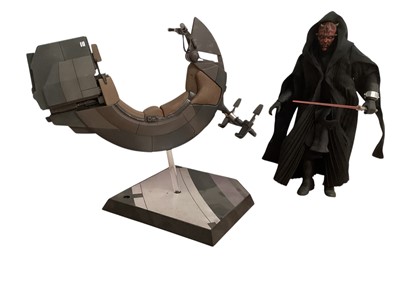 Lot 686 - Star Wars Hot Toys Deluxe Version 1/6th scale Darth Maul with Sith Speeder, with box DX17 & Emperor & Throne, with box MMS468, (DISPLAYED models contents may be incomplete) (2)