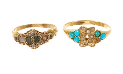 Lot 398 - Two Victorian gold and gem-set rings