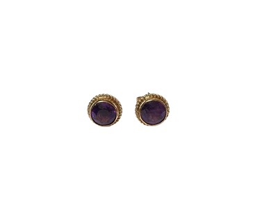 Lot 85 - Pair 9ct gold mounted amethyst single stone stud earrings