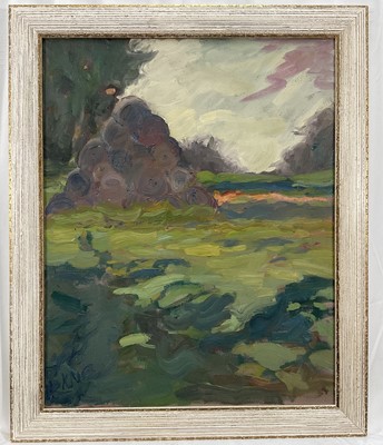 Lot 36 - Kevin Nolar (Contemporary) oil on canvas, Hay Bales, Lound, signed, 50 x 40cm, framed
