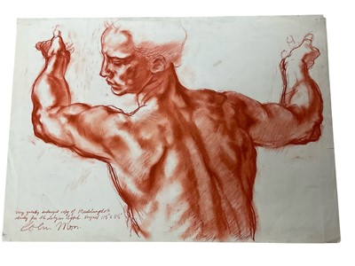 Lot 69 - Colin Moss (1914-2005) red chalk sketch after Michaelangelo, 60 x 86cm