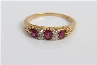 Lot 3286 - Victorian gold (18ct) ruby and diamond ring....