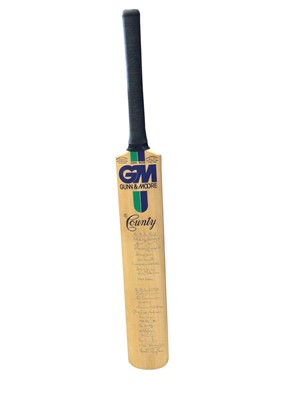 Lot 246 - Cricket bat signed by Stars of BBC T.V. and radio cricket commentary including Brian Johnson, Fred Truman, Geoff Boycott, Ray Illingworth etc