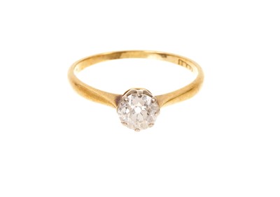 Lot 448 - Old cut diamond single stone ring in claw setting on 18ct gold shank