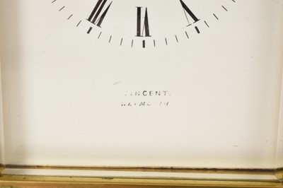 Lot 622 - Late 19th century French brass carriage clock with striking movement