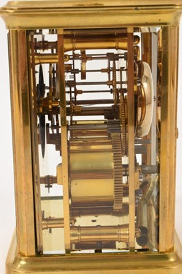 Lot 622 - Late 19th century French brass carriage clock with striking movement