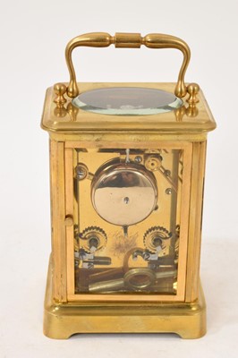 Lot 622 - Late 19th century French brass carriage clock with striking movement