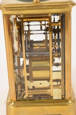 Lot 622 - Late 19th century French brass carriage clock with striking movement
