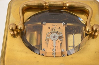 Lot 622 - Late 19th century French brass carriage clock with striking movement