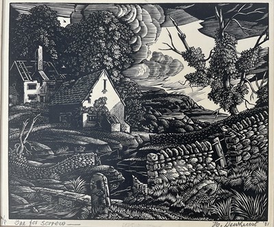 Lot 76 - Dewhurst - woodcut print - One for Sorrow, signed and inscribed 13 x 17cm, provenance: Estate of Colin Moss