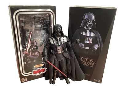 Lot 678 - Star Wars Hot Toys 40th Anniversary The Empire Strikes Back Darth Vader MMS572 & Lando Calrissian MMS388, with boxes (DISPLAYED models contents may be incomplete) (2)