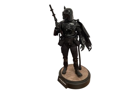 Lot 680 - Star Wars Hot Toys 1/6th scale Hunter TMS050, The Mandalorian & Grogu TMS052, Jango Fett MMS589 & Sideshow The Armorer TMS044, with boxes (DISPLAYED models contents may be incomplete) an...