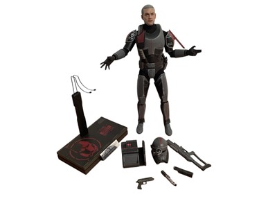 Lot 680 - Star Wars Hot Toys 1/6th scale Hunter TMS050, The Mandalorian & Grogu TMS052, Jango Fett MMS589 & Sideshow The Armorer TMS044, with boxes (DISPLAYED models contents may be incomplete) an...